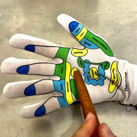Coffret cadeau de réflexologie des mains unmei avec bâton en bois et gants hydratants