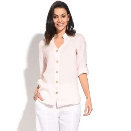 Chemisier boutonné col tunisien satin