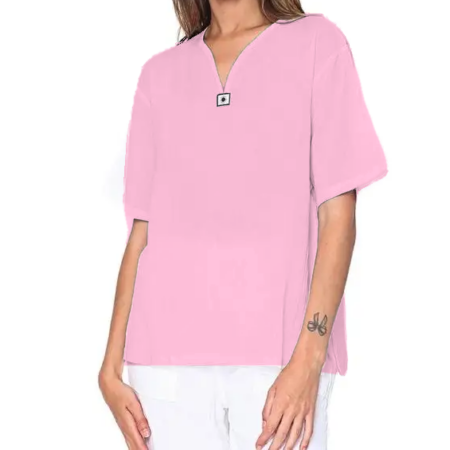 Tunique de massage Lotus col V rose – unmei